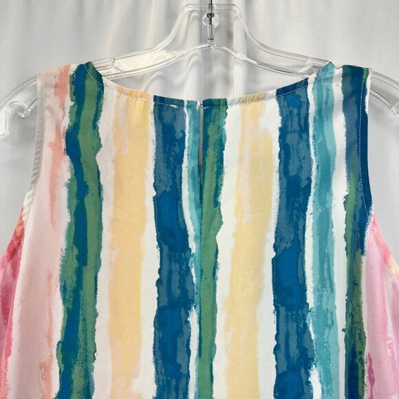 Violet & Claire Sleeveless Semi Sheer Knot Front Blouse Striped Size Small - Picture 6 of 9